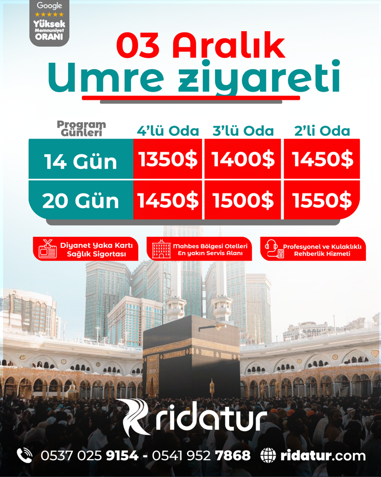 3 Aralık Umre Ziyareti