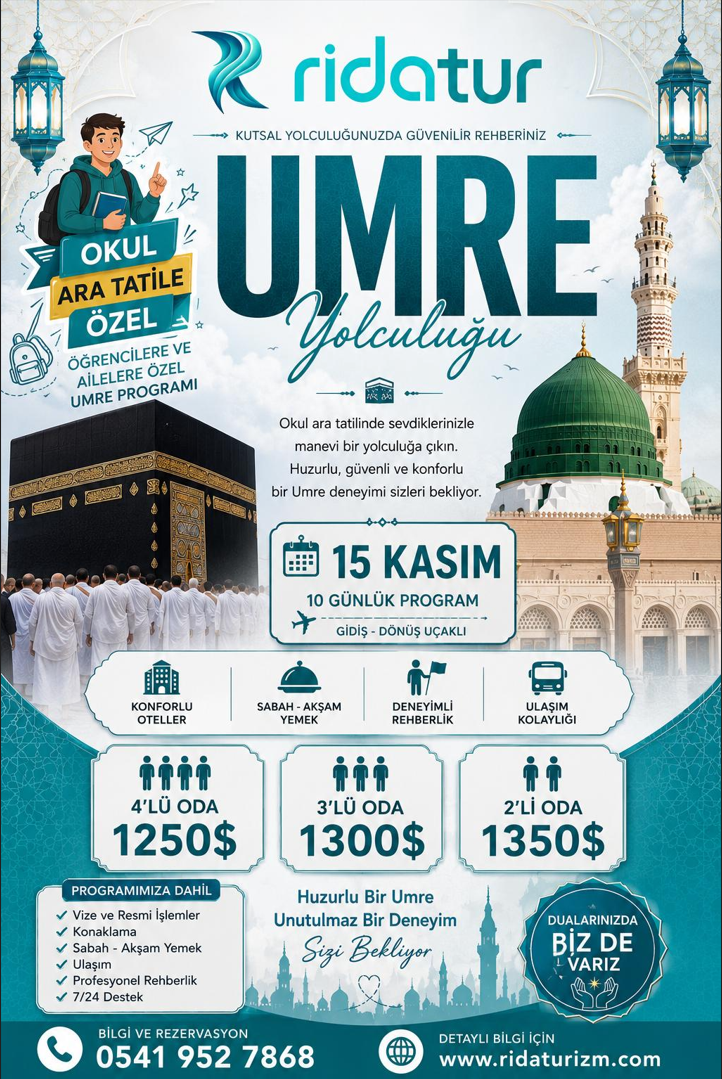 15 Kasım Okul Ara Tatil Özel Umre Turu