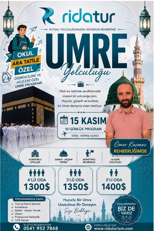 15 Kasım Okul Ara Tatil Özel Umre Turu
